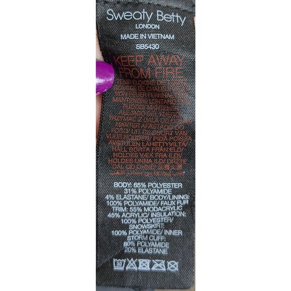 Sweaty Betty Method Ski Jacket XS Slate Gray Black White Insulated EUC - Picture 8 of 9